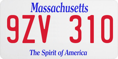 MA license plate 9ZV310