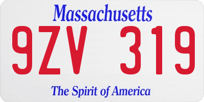 MA license plate 9ZV319