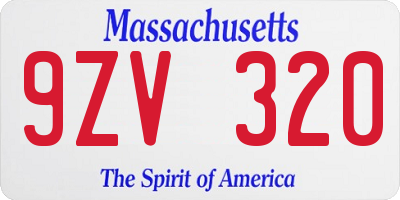 MA license plate 9ZV320