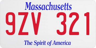 MA license plate 9ZV321