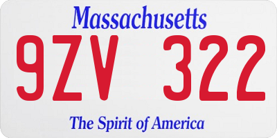 MA license plate 9ZV322