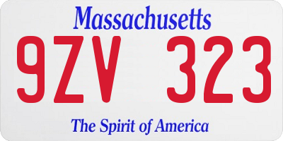 MA license plate 9ZV323