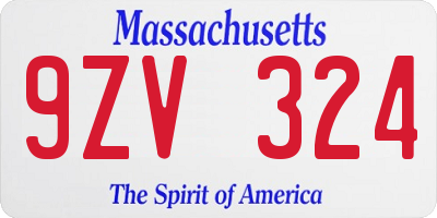 MA license plate 9ZV324