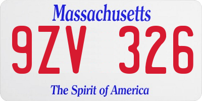 MA license plate 9ZV326