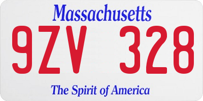 MA license plate 9ZV328