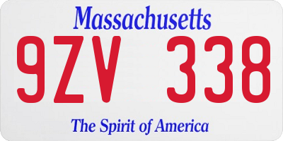 MA license plate 9ZV338