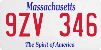 MA license plate 9ZV346