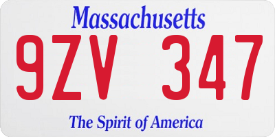 MA license plate 9ZV347