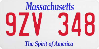 MA license plate 9ZV348