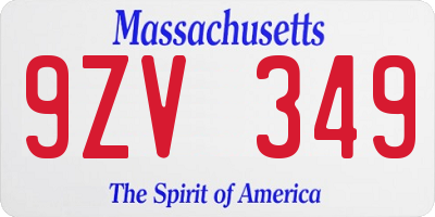 MA license plate 9ZV349