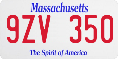 MA license plate 9ZV350