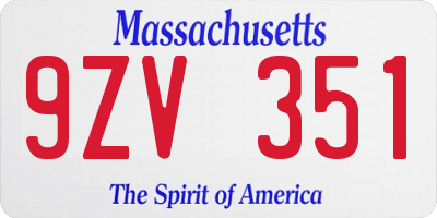 MA license plate 9ZV351