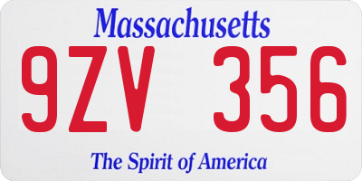 MA license plate 9ZV356