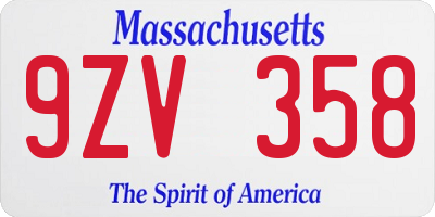 MA license plate 9ZV358