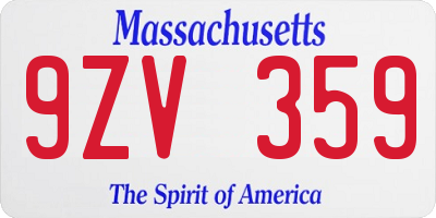 MA license plate 9ZV359