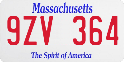 MA license plate 9ZV364