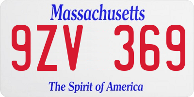 MA license plate 9ZV369