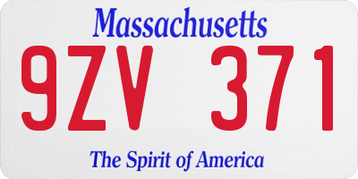 MA license plate 9ZV371