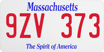 MA license plate 9ZV373