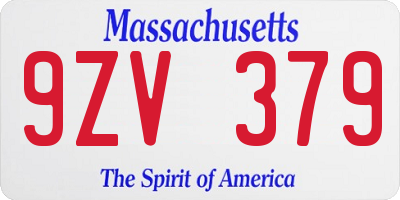 MA license plate 9ZV379