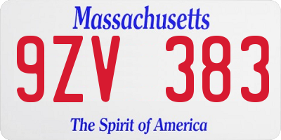 MA license plate 9ZV383