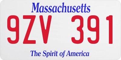 MA license plate 9ZV391