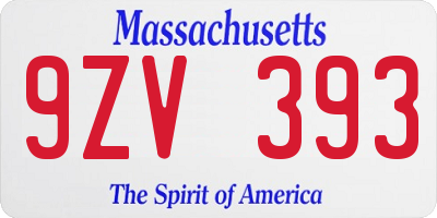 MA license plate 9ZV393