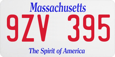 MA license plate 9ZV395