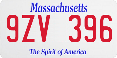 MA license plate 9ZV396