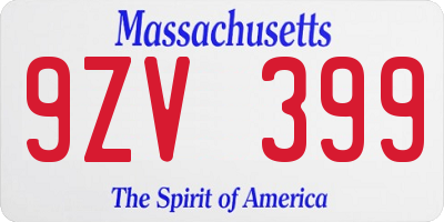 MA license plate 9ZV399