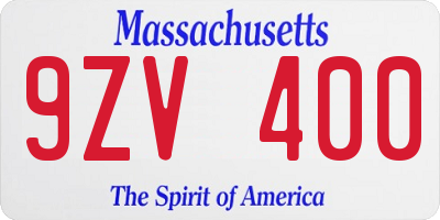 MA license plate 9ZV400