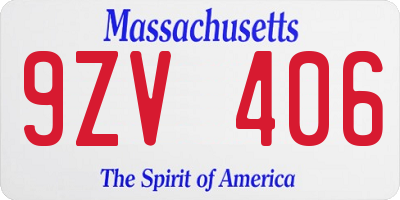 MA license plate 9ZV406