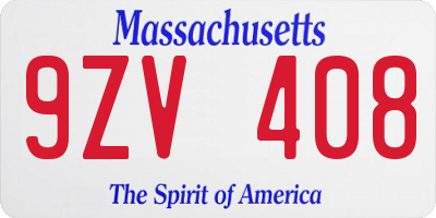 MA license plate 9ZV408