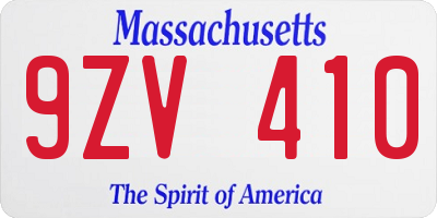 MA license plate 9ZV410