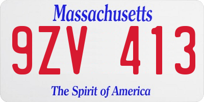 MA license plate 9ZV413