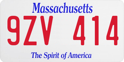 MA license plate 9ZV414