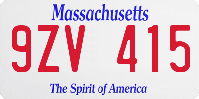 MA license plate 9ZV415