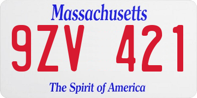 MA license plate 9ZV421