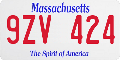 MA license plate 9ZV424