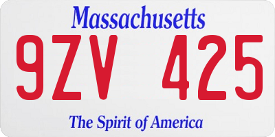 MA license plate 9ZV425