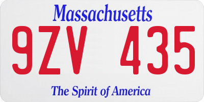 MA license plate 9ZV435