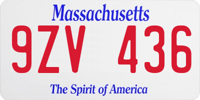 MA license plate 9ZV436