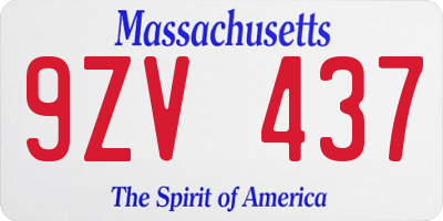 MA license plate 9ZV437