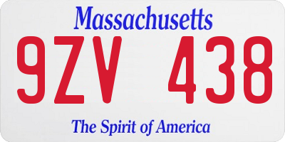 MA license plate 9ZV438