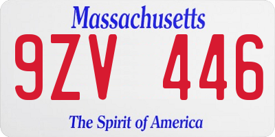 MA license plate 9ZV446