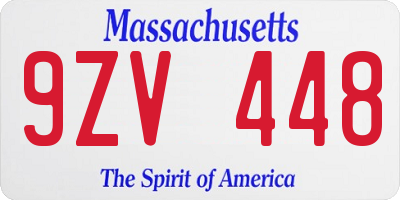 MA license plate 9ZV448