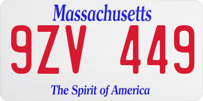 MA license plate 9ZV449