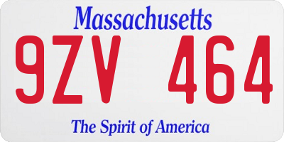 MA license plate 9ZV464