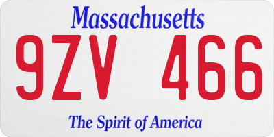 MA license plate 9ZV466