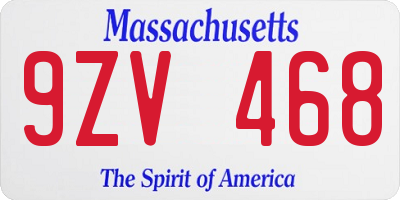 MA license plate 9ZV468